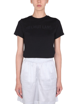 Helmut Lang Logo Flocked Crewneck T-shirt