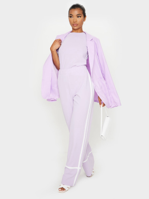 Lilac Stripe Side Detail Wide Leg Pants