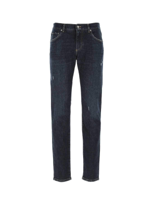 Dolce & Gabbana Logo Patch Straight-leg Jeans