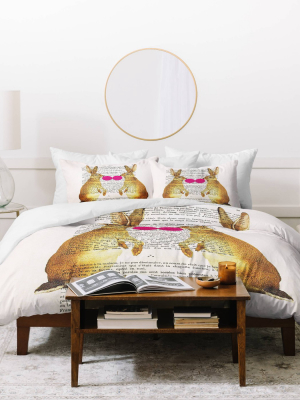 Coco De Paris Rabbits With Bubblegum Lightweight Duvet Cover - Deny Designs®