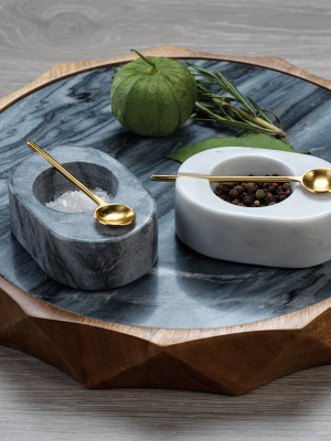 Tuscan Salt And Pepper Bowl With Gold Spoon