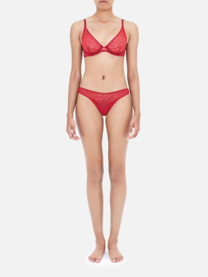 Snake Lace Thong College Red