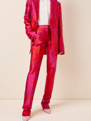 High-rise Silk-jacquard Straight-leg Pants