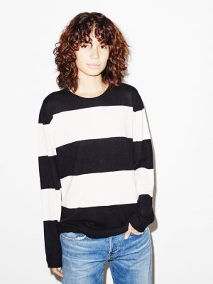 Black And White Striped Crewneck