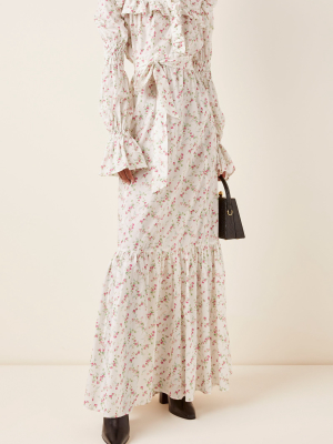 Ruffled Floral-print Cotton Maxi Dress