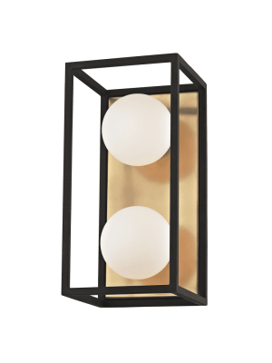 Aira 2 Light Bath Bracket - Aged Brass/black