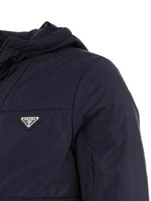 Prada Logo Plaque Hooded Jacket