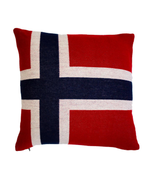 Norwegian Flag 20"x20" Wool Pillow Case