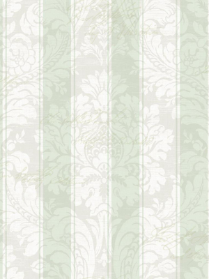 Striped Damask Wallpaper In Grasslands From The Spring Garden Collection By Wallquest