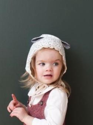 Cotton Classic Bonnet With Crochet And Ears