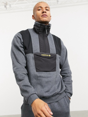 Adidas Originals Adventure Half Zip Fleece In Gray