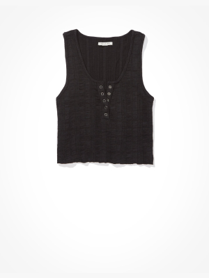 Ae Cropped Henley Tank Top