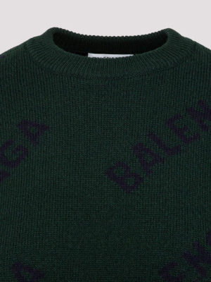 Balenciaga Allover Logo Intarsia Sweater