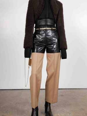 Two-tone Leather-cady Pants