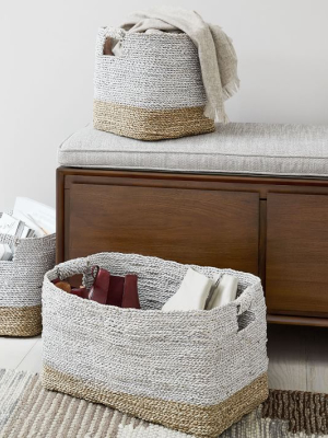 Two-tone Woven Baskets – Natural/white