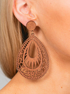 Mallory Tear Drop Wood Earrings