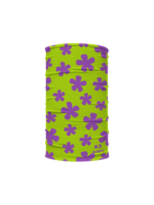 Jam Green Purple Flower Kids Neck Gaiter