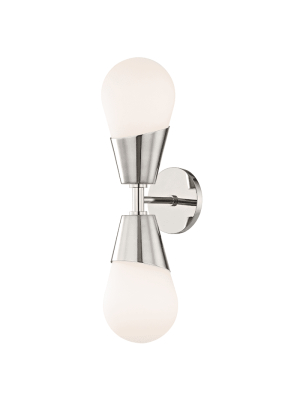 Cora 2 Light Wall Sconce - Polished Nickel