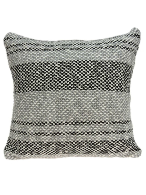 Square Gray Regatta Stripe Accent Pillow Cover