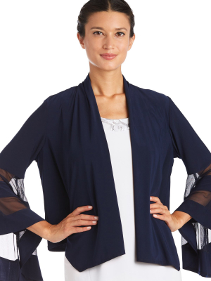 Draped, Open Jacket With Full Sleeves And Sheer Inserts