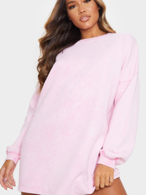 Pink Acid Wash Oversized Sweater Dress