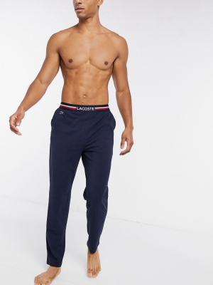 Lacoste Lounge Sweatpants With Colored Waistband In Navy