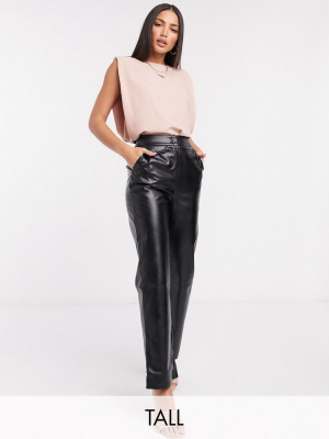 Fashion Union Tall High Waist Pants In Pu