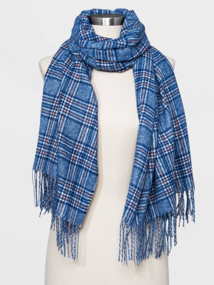 Women's Plaid Scarf - A New Day™ Blue