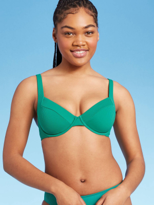 Women's Ribbed Balconette Bikini Top - Shade & Shore™ Emerald