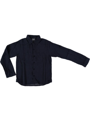 Tocoto Vintage Bambula Collared Shirt - Navy