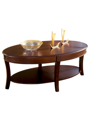 Troy Oval Cocktail Table Brown Cherry - Steve Silver