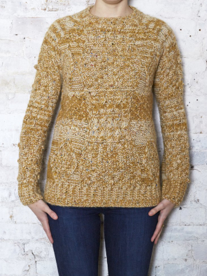 Mustard/ecru Cable Sweater