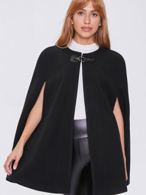 Faux Suede Clasped Cape