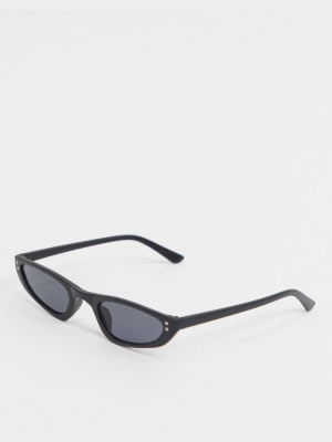 Aj Morgan Slim Square Sunglasses In Black