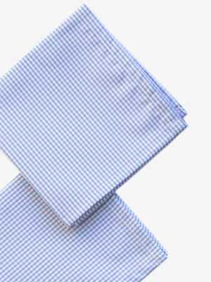 Small Tiny Blue Gingham Napkins - Set Of 4