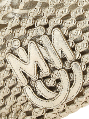Miu Miu Logo Patch Woven Tote Bag