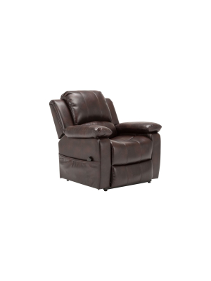 Spence Burnished Brown Leather Gel Lift Chair - Comfort Pointe