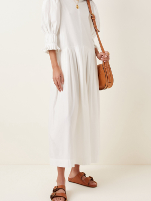 Karla Pleated Cotton-poplin Midi Dress