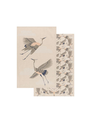 Flight Of Fancy Set Of Two Dish Towels By Danica Studio