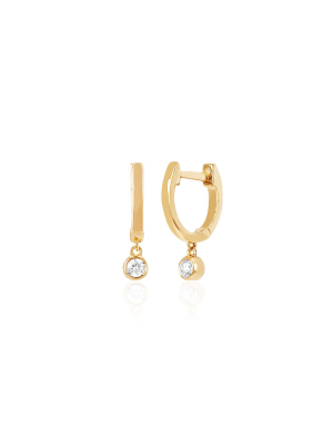 Mini With Diamond Bezel Drop Earring - Single