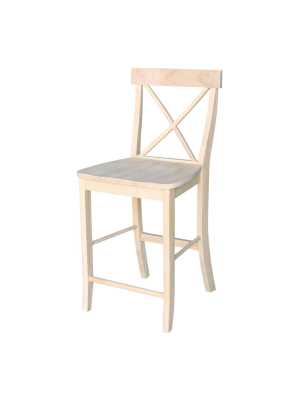 X Back Counter Height Barstool Unfinished - International Concepts