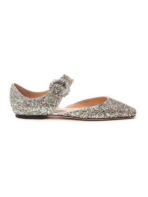 Jimmy Choo Gin Glitter Flat Shoes