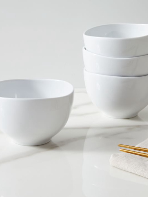 Organic Shaped Rice Bowls, White - Set Of 4