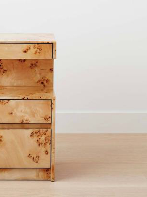 The Triple Drawer Burl Lacquered Nightstand