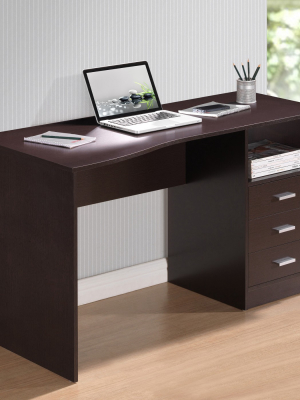 Classic Computer Desk With Multiple Drawers Brown - Techni Mobili