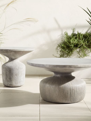 Tambor Concrete Outdoor Drum Coffee Table & Side Table Set