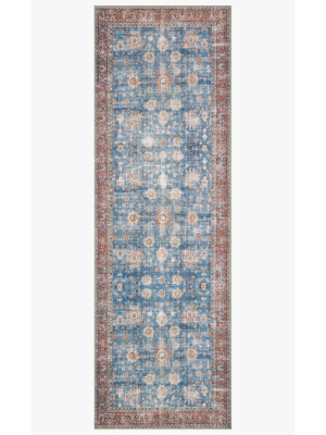 Blue/ Brick Loren Rug