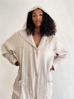 Oversized Natural Linen Hoodie