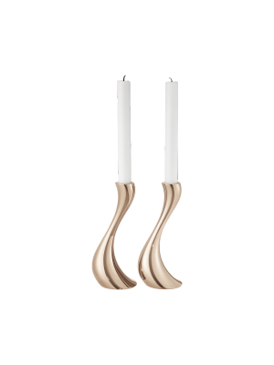 Cobra Rose Gold Candle Holder, Set Of 2