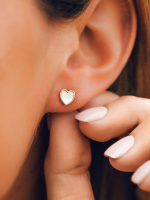 Heart Of Pearl Stud Earrings
